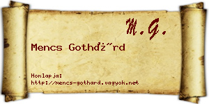 Mencs Gothárd névjegykártya